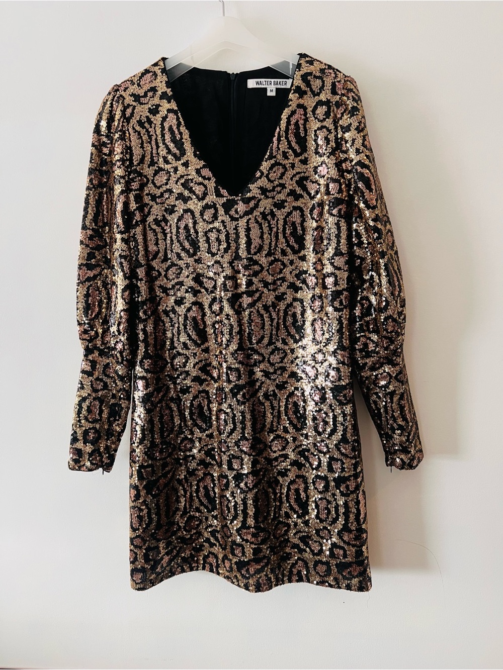Walter Baker Black & Gold Sequin V-Neck miniDress